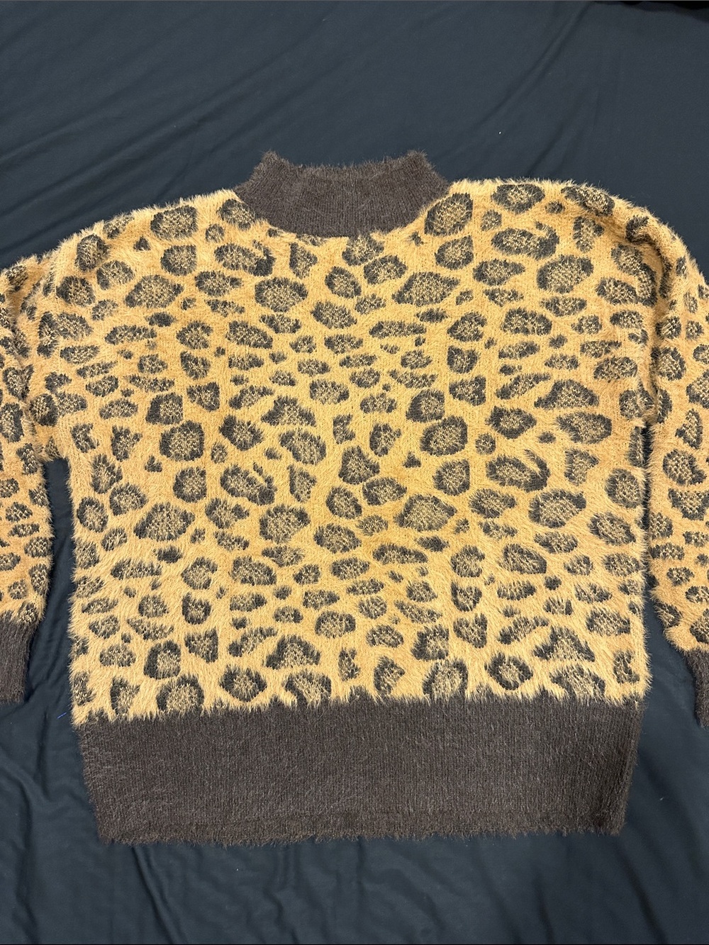 ADORA Fuzzy Leopard Turtleneck Sweater, Size L, Oversized
